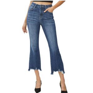 Risen jeans | High Rise Frayed Raw Hem Ankle Medium Wash size 28/7
